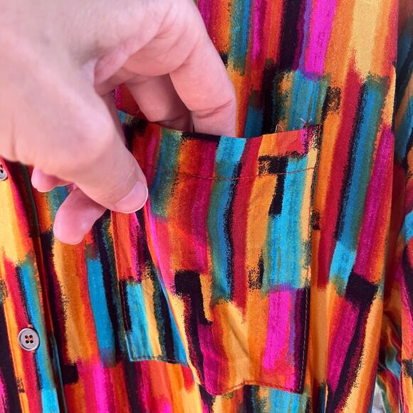Savanna Jane Women's Colorful Embroidered Midi Shirt Dress Size M - Picture 7 of 12